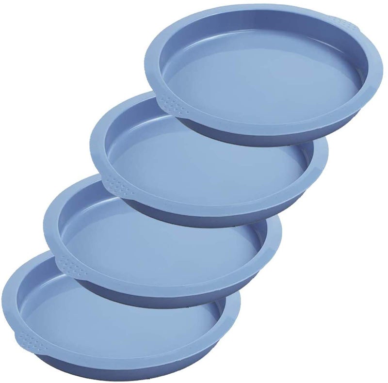 Webake Layer Cake Pans, 7 Inch Round Cake Pan Set, Silicone Cake Mold Versatile for Rainbow Cake Vegetable Pancake Taco Shell Pizza Crust Omelet Frittata and Resin Craft (Set of 4) - Image 1